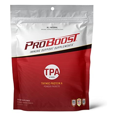 ProBoost, 4 McG Thymic Protein A (TPA) Powder Packets - All Natural, Non-GMO, Immune Regulation and Support Supplement - 60 Packets, 4 McG TPA/Serving Cover