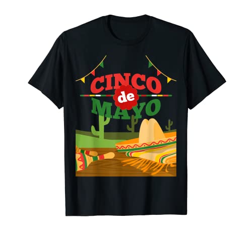 Camiseta 5 de Mayo Sombrero Maracas Camisa Mexicana Fiesta Camiseta