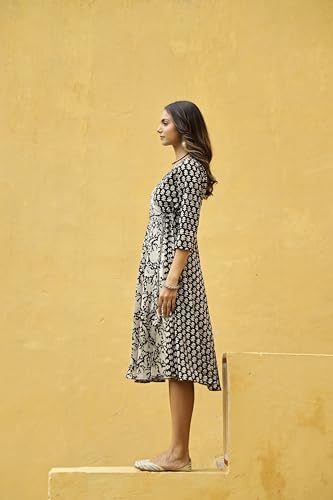Image of ANNI Designer Women's Cotton Blend Anarkali Printed Kurta