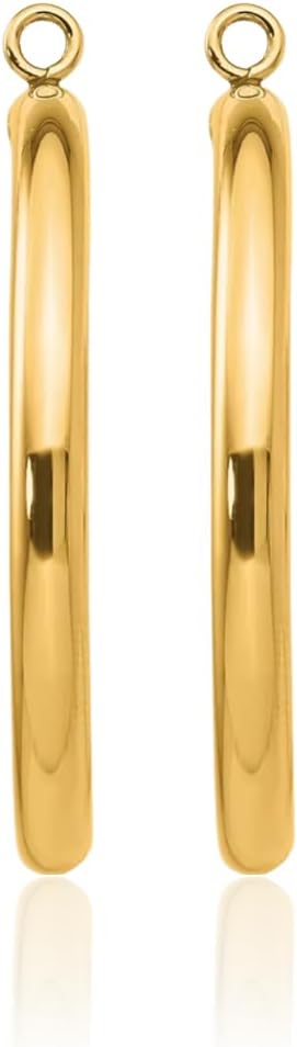 14K Solid Yellow Gold Hoop Earring Jackets 30mm 1.2 inch Post Back, Polished for her IceCarats