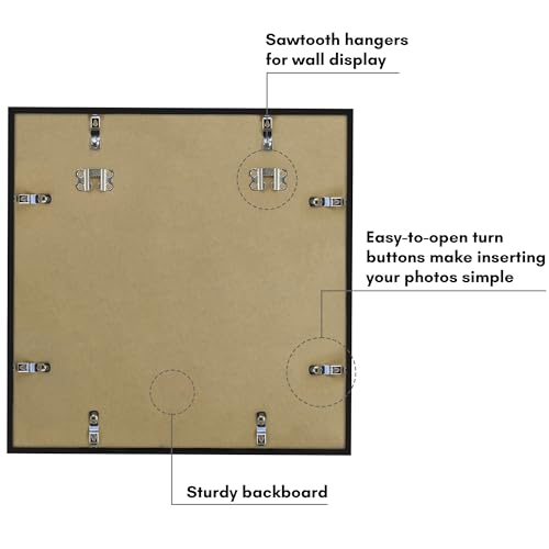 Image of Americanflat 16x16 Picture Frame with Polished Plexiglass - Streamline Collection - Thin Border Square Frame for Wall Display - Hanging Hardware Included - Black