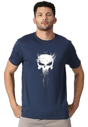 Image of Wear Your Opinion Men's S to 5XL Premium Combed Cotton Printed Half Sleeve T-Shirt (Design : Grunge Punisher)