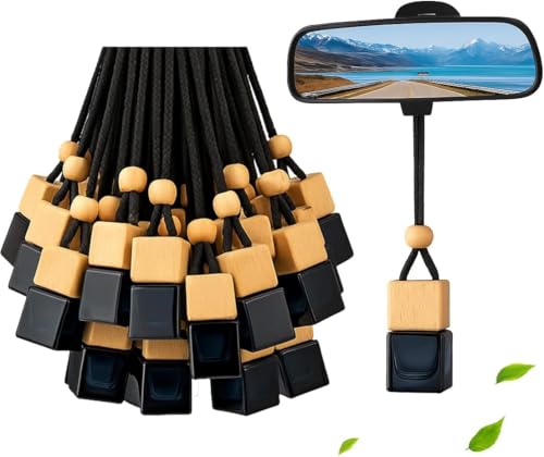 Difusor de ambientador de coche de vidrio negro de 30 piezas, frascos de perfume con fragancia de aceite esencial vacíos para coche, adornos colgantes para decoración del coche