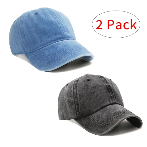 Image of PFFY 2 Packs Vintage Washed Distressed Baseball Cap Golf Dad Hat for Men Women