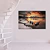 TISHIRON Wall Art Beach Decor Framed 18X12in Sea Dusk Sunset Poster Canvas Print Home Office Decorations for Living Room Seascape #2