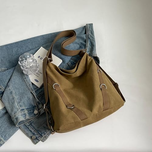 Image of Tote Bag for Women,Canvas Tote Bag with Zipper, Retro Large Capacity Casual Shoulder Handbags with Inner Pockets
