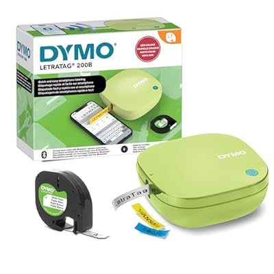 Etiquetadora DYMO LetraTag 200B Bluetooth | Impresora de etiquetas compacta | Se conecta mediante tecnología inalámbrica Bluetooth | Incluye 1 cinta de etiqueta de papel blanco | Amarillo Pistacho