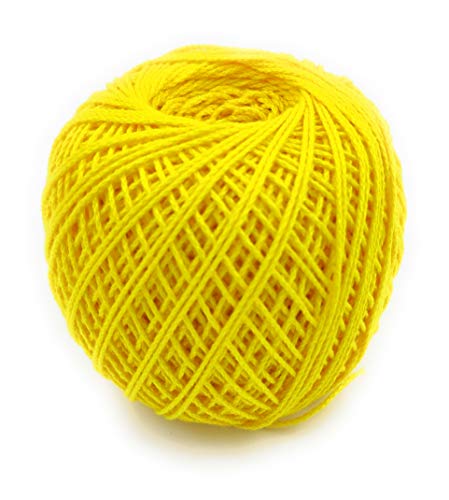 Image of Prapti Handicrafts 3ply Yellow Mercerised Premium Cotton Crochet Knitting Thread Yarn for Craft Fast Color Pack of 3 Ball 150 gm(50gm x 3)