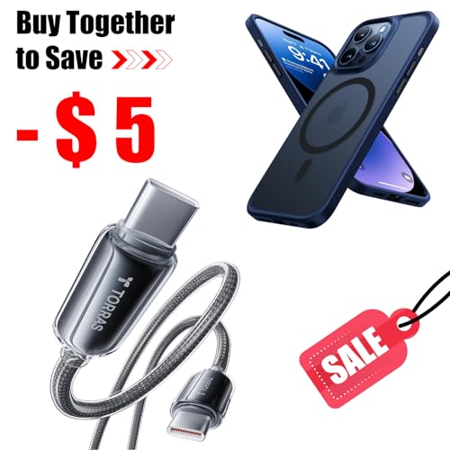 TORRAS iPhone 15 Pro Max Case with USB C Cable