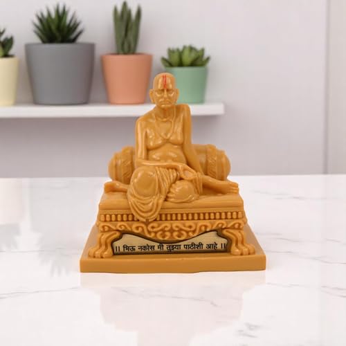 Image of KariGhar Swami Samarth Idol Figurine Perfect for Car Dashboard and House Warming Size 4.5 Inch
