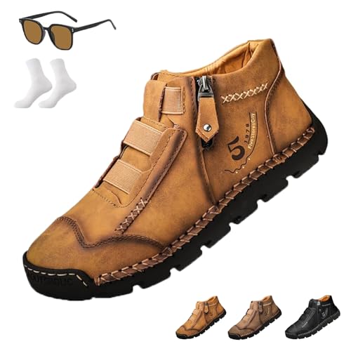 Matufit Shoes for Men, Men's Genuine Leather Waterproof Non-Slip Fashionable Orthopedic Shoes, Arch Support