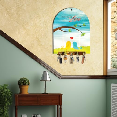 Image of BEE CREATIVE Key Holder for Wall | Wall Mounted | Key Stand | Key Hanger for Wall Home Living Room Bedroom & Hall | Decorative Key Hanger for Home | 5 Hooks, with Premium Gold Acrylic Hooks Panel.
