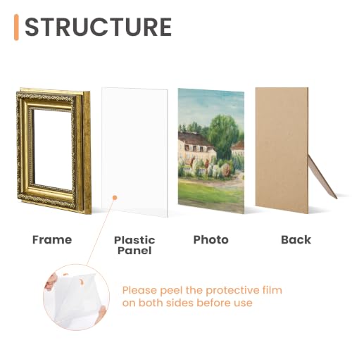 Image of upsimples Vintage 5x5 Picture Frame, Antique Gold Frames, 2 Pack | Gold Picture Frames, Fits 5 x 5 Photos, Elegant Vintage Design, Wall or Tabletop Decor, for Wedding or Family Memorie