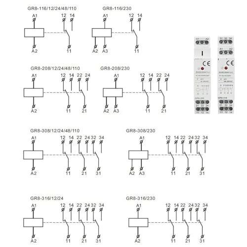 Relais intermédiaire GR8 AC110V 230V auxiliaire 8A SPDT électronique 1 pièces