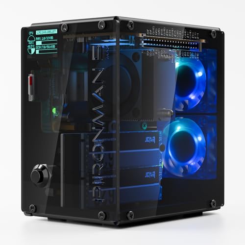 Pironman 5-MAX Dual NVMe M.2 SSD PCIe PC Case for Raspberry Pi 5 NAS RAID 0/1 Hailo-8L AI...
