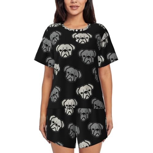 Pyjama bouledogue américain femme anti-frottement en tissu fluide et ultra doux