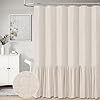 BTTN Beige Farmhouse Shower Curtain Rustic Heavy Duty Fabric Linen Shower Curtain Set with Ruffle Hem Machine Washable Vintage Shabby Chic Cloth Shower Curtains for Bathroom BeigeCream 72×72