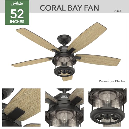 Hunter 52 inch Outdoor or Indoor Ceiling Fan with LED Lights and Remote Control - Bronze Ceiling Fan, Standard Mount, 5 Blades, For Patio, Porch, Garage, or Living Room - Coral Bay 59420, Noble Bronze - Image 8