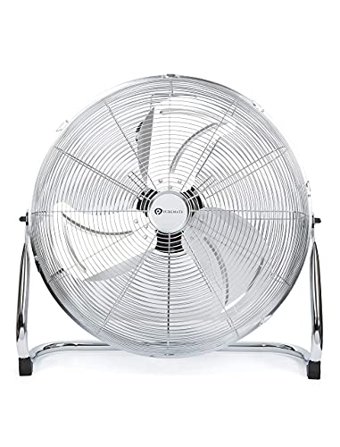 PureMate 20' Chrome Gym Floor Fan with 3 Speeds and Adjustable Fan Head, Portable Floor Standing Fan...