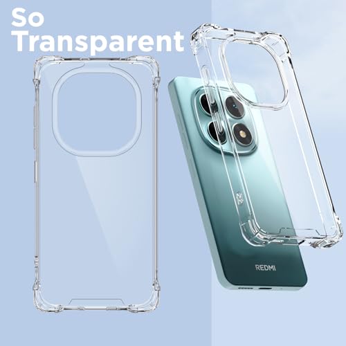 Image of Pikkme Back Cover for Redmi Note 15 5G PC + TPU Clear Transparent Raised Edges Shockproof Protective Phone Bumper Case(Transparent)