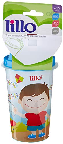 Copo com Canudo Retrátil - Lillo, Azul, 450 ml