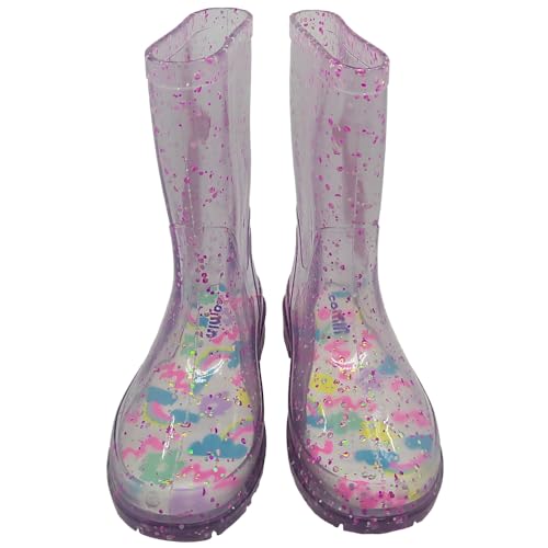 Galocha Feminina Infantil Transparente Rosa Bota Cor:Rosa;Tamanho:29/30