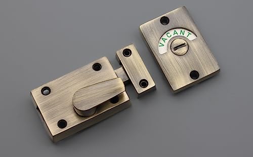 Infinity Decor Antique Vacant and Engaged Indicator Bolt, Zinc Bathroom WC Privacy Toilet Door Lock