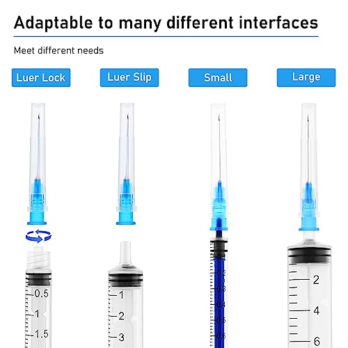 Image of 100 Pack 23G 1 Inch Lab Needls, Disposable Luer Lock Sterile Supplies