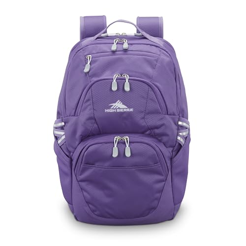 Image of High Sierra Swoop SG Backpack, Travel or Work Laptop Bookbag with Drop Protection Pocket, and Tablet Sleeve, One Size, Light Purple