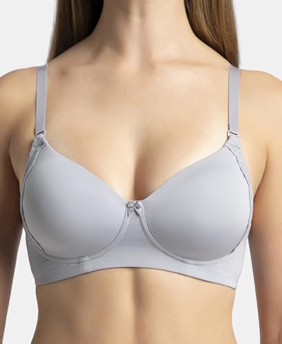 Image of Jockey 1816 Women Wirefree Padded Soft Touch Microfiber Elastane Stretch Full Coverage T-Shirt Bra with Lace Styling
