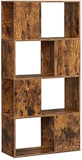 VASAGLE Zigzag Bookcase, Bookshelf, Open Closed Storage Cabinet, for Office, Living Room, Bedroom, 60 x 24 x 127 cm, Rustic Brown LBC141X01
