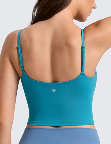 Image of CRZ YOGA Butterlift Scoop Neck Crop Tank Top | Medium Support, Removable Pads, Yoga, Buttery Soft, Adjustable U Back, Longline Sports Bras for Women