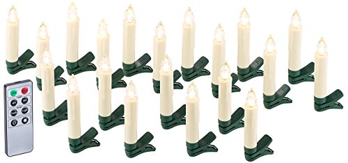 Lunartec Weihnachtsbaumkerzen LED: 20er-Set LED-Weihnachtsbaum-Kerzen...