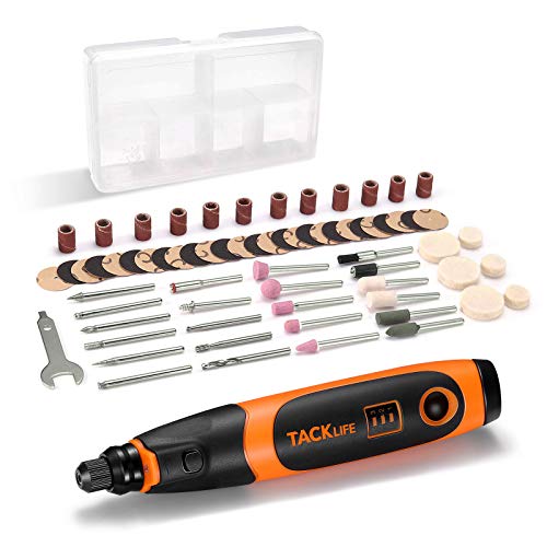 TACKLIFE Cordless Rotary Tool, Upgrade Mini 3.7V Pro with 71 Accessories and long Li-ion Battery Life, Perfect for Nail Polishing, Crafting and Light Duty, Micro USB Charging - TKRT20D