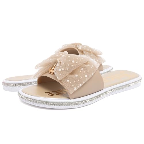 Image of Juicy Couture Women's Slide Sandals - Glitter Bling Open Toe Sparkle Flats - Dressy Summer Casual Footwear