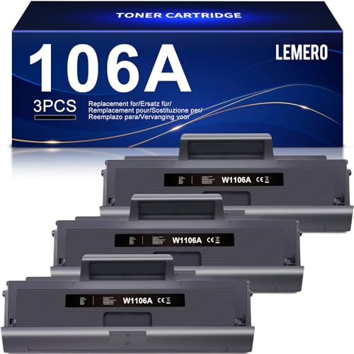 Toner compatible HP 106A LEMERO pour imprimante Laser MFP 137fwg 135wg 107w - Pack de 3 Noirs