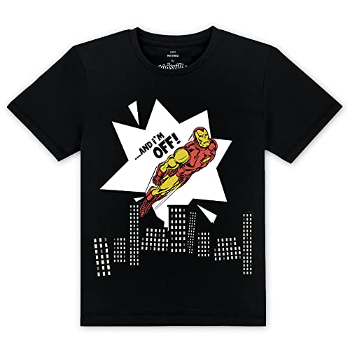 Image of Kidsville Marvel Comics Printed Regular Fit Black Cotton Boy's T-Shirt