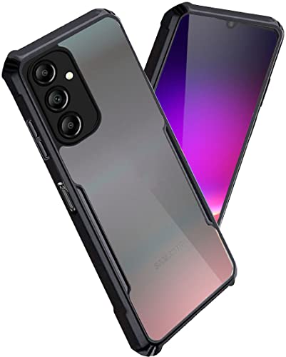 Image of A rtistque Clear Hard Transparent Acrylic Armor Anti-Drop Shockproof TPU Edge Back Cover Case for Samsung Galaxy A24 4G - Black