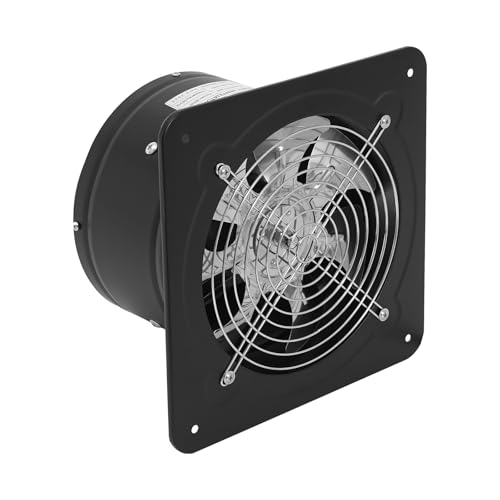 Ventilador de pared, ventilador de escape, ventilador de pared, ventilador de cocina, baño, escape de humo, para cocina, baño, sótano, garaje, taller (negro, 8 pulgadas)