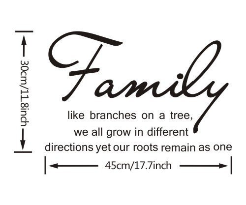 Apexshell Family Like Branches on a Tree Life Quote Wall Sticker for Sitting Room Wall Decor Decal