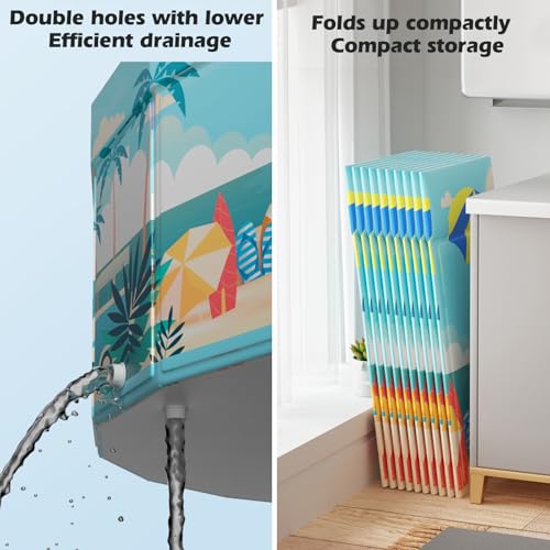 Planschbecken Groß, Ø160 x 45 cm Faltbarer Schwimmbecken Rund Swimmingpool, Nicht Aufblasbarer Outdoor Kinderpool, Gartenschwimmbad, Hundepool, Ballgruben für Kinder