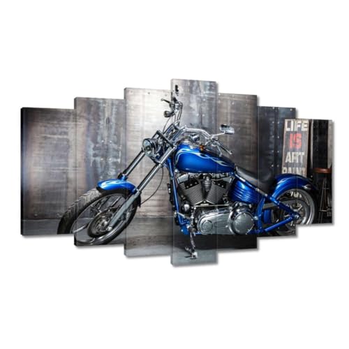 Peinture imprimée sur toile chopper bleu 140x80cm