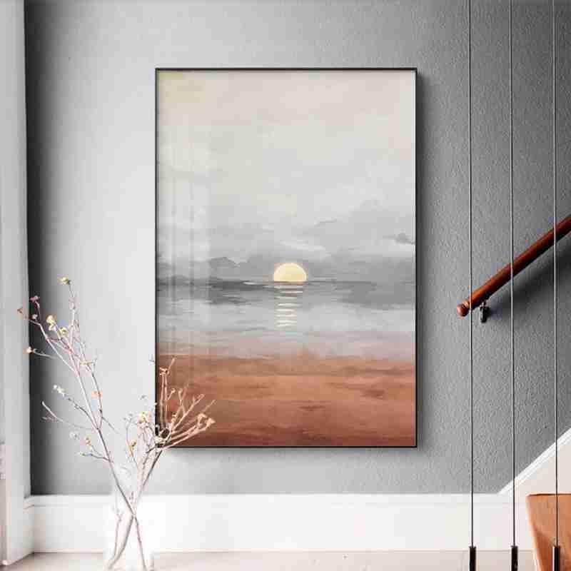 Amore Design Dipinto di Tramonto sul Mare - 50 x 70 cm - Stampa su Tela Canvas - Quadro