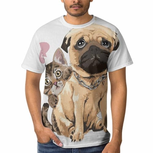 T-shirt chat mignon homme de coupe supérieure avec finitions col rond soignées