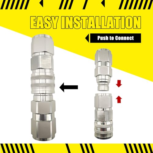 Image of Flat Face High Flow Hydraulic Quick Connect Coupler Set for Skid Steer,3 /4 inch SAE,5 /8 inch Body,Heavy-Duty Carbon Steel Coupling Thread with Dust Cap