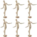 KEILEOHO 6 PCS 12 Inch Artists Wooden Manikin Jointed Mannequin, Flexible Wooden Drawing Mannequin, Posable Art Figure Model, Human Figure Puppet Model for Drawing Decoration Sketching Artists