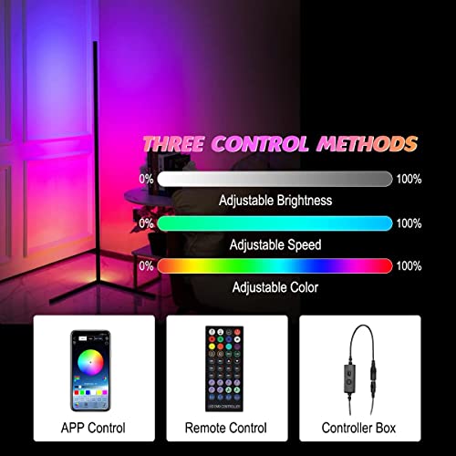 Hitish Corner Floor Lamp 2 Pack, 62.2” Rgb Color Changing Mood Lighting Corner Led With Bluetooth & Remote Control, Dimmable Modern Rgb Floor Lamp With Music Sync & Timing For Living Room, Gaming Room #TOP5