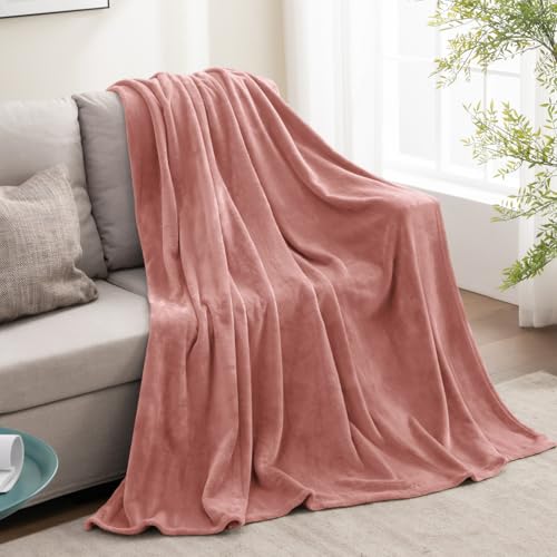 Image of BEDELITE Fleece Blanket Dusty Pink Throw Blankets for Couch & Bed, Luxury Plush Cozy Fuzzy Blanket 50x60 inches, Super Soft Warm Lightweight Throw Blanket for Travel Camping