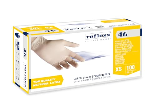Reflexx - Guantes de látex R46 - Sin polvo, Talla M,...