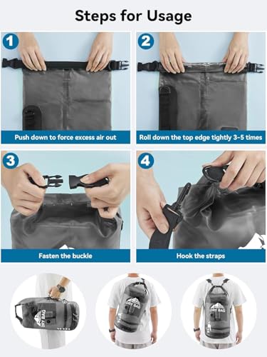 Image of 10 Liter Transparent Ocan Bag Roll Top Transparent Storage Bag Lightweight Dry for Traveling, Swimming, Kayaking, Camping, Fishing
